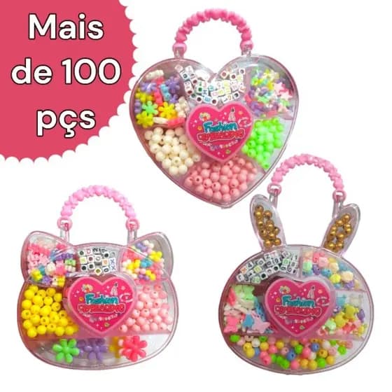 Maletinha de miçangas para Artesanato,kit para fazer pulseiras, colares, bijuterias em geral