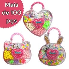 Maletinha de miçangas para Artesanato,kit para fazer pulseiras, colares, bijuterias em geral