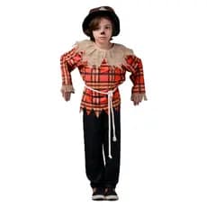Fantasia de Espantalho Infantil Roupa de Halloween Espantalho Menino com Chapéu e Corda