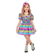 Fantasia Festa Junina Infantil Vestido Caipira Saia com Forro Color Jeans Anjo Fantasias