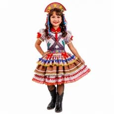 Fantasia Cangaceira Infantil Completa Festa Junina Vestido Junino Infantil Luxo Quadrilha Escola