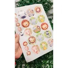 30 adesivos latinha safari menino - adesivo tubete  safari menina - 5x5 cm redondo