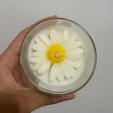 Vela aromática perfumada com margarida 100% vegetal, vegana | Vela com flor | Flor de Cerejeira