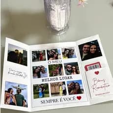 Cartão para namorados personalizado com 12 fotos do casal. Aniversário de namoro, presente para namorado