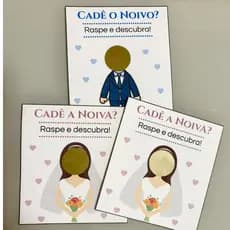 Raspadinha Personalizada, Quem tem a noiva? Quem tem o noivo?-Brincadeira para Chá de Cozinha, Chá Bar, Chá de Casa Nova