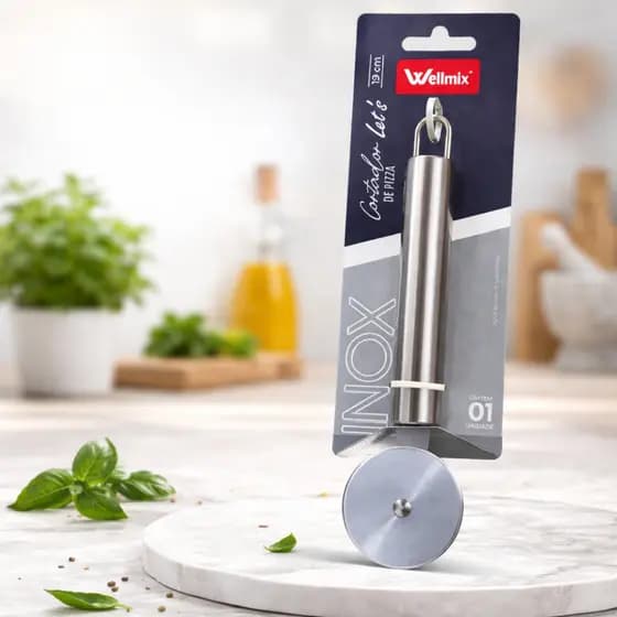 Cortador de Pizza Aço Inox Roda Cortante Utensílio de Cozinha