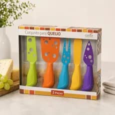 Kit Jogo De Facas Para Queijo E Petiscos 5 Peças Em Aço Inox
