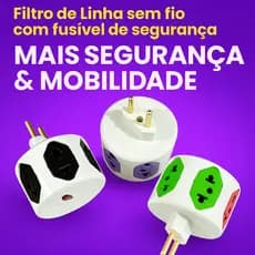 Filtro De Linha 6 Tomadas Sem Fio Adaptador Tomada Hexágono