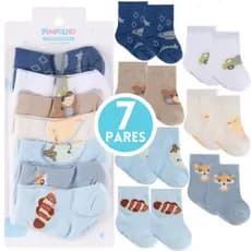 Kit 7 Pares Meia Bebê Pimpolho Menino Recém Nascido RN Masculina Cano Alto Tamanho 00-15 Coloridas