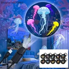 [THEBR] Luz De Projeção LED USB Projetor Giratório De 360 Graus Ocean Life Lâmpada Noturna Criativa Para Quarto Presente