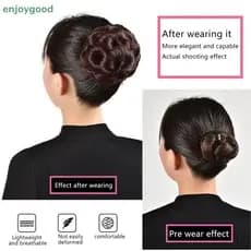 [B & H] Coque De Cabelo Sintético Com Nove Flores , Bolsa Para Peruca , Grampos Mulheres , Clipe De Garra De Rabo De Cav