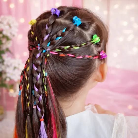 Mechas Coloridas Para Cabelo com Presilha / Extensão Neon Festa Carnaval Infantil e Adulto (AC09)