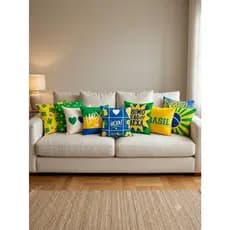 Kit 4 Capas de Almofada Brasil Copa Torcida