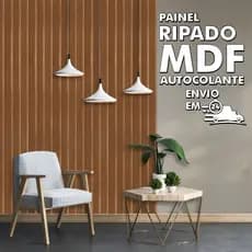 Kit Painel Ripado MDF Autocolante 45x11 cm Revestimento Decorativo de Parede para Escritório