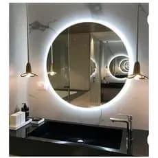 Espelho Redondo com LED Lapidado para Banheiro Lavabo Penteadeira Quarto Sala Decorativo