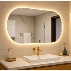 Espelho Oval Orgânico com LED Luz Quente e Fria 80x50 e 40x50 para Banheiro Lavabo Penteadeira