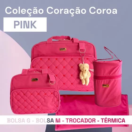 Kit 4 Peças Bolsa Maternidade -  Bolsa G, Bolsa M, Trocador e Térmica