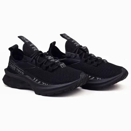 Tênis Esportivo Masculino Para Caminhar Correr Academia Caminhada Tryd 5400 Black Confortável Leve
