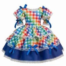 Vestido Infantil Festa Junina Junino Caipira Xadrez Arraia