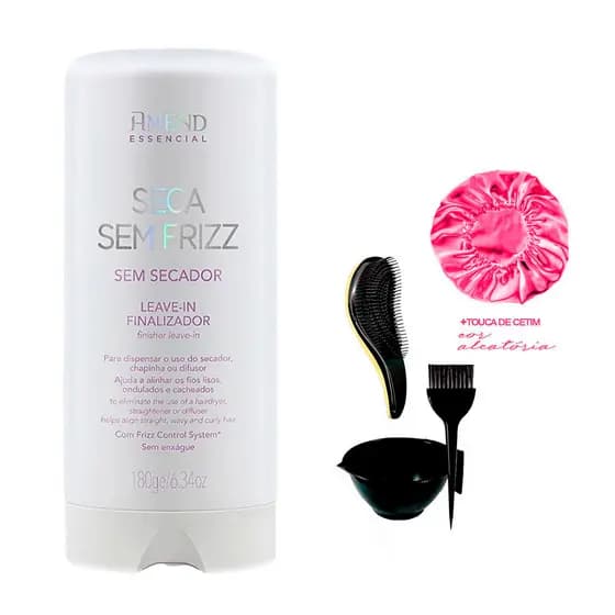 Leave-In Amend Seca Sem Frizz 180ml Cabelo Perfeito Sem Secador + Cumbuca/Escova/Touca