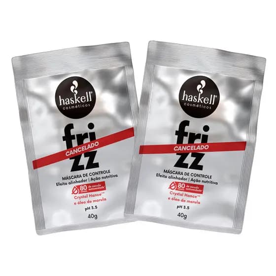 Haskell Kit 2 Mini Máscaras Frizz Cancelado  40g - Alinha Controle e Nutre