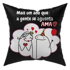 Capa de Almofada Avulsa Flork Meme Humor com Frases 45cm x 45cm - Presente Namorados Casal Decoração