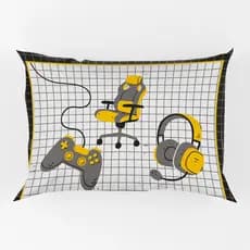 Porta Travesseiro Fronha Avulsa Game Streamer 70cm x 50cm Estampada Infantil Gamer Geek Nerd Menino