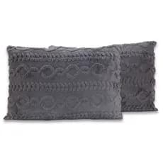 Par de Fronhas Zurique em Manta Trançada Alto Relevo Plush Fleece Flannel 70x50cm Decoração Inverno