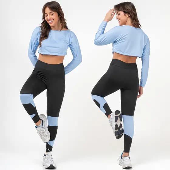 Conjunto Calça Legging E Cropped Top Dry Rosê Não Fica Transparente 269