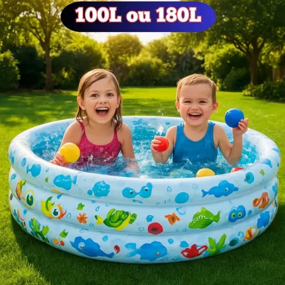Piscina infantil inflável redonda criança 100 ou 180 litros para agua e bolinhas
