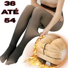 Meia-Calça Térmica Forrada Peluciada Translúcida De Lã Quente Feminina Para Inverno Tamanhos até o plus size