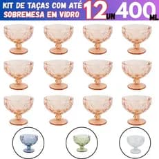 Jogo de Taças de Sobremesa 320ml em Vidro com 4/6/8/12 unidades para Mousse, Sorvete, Frutas e Doces