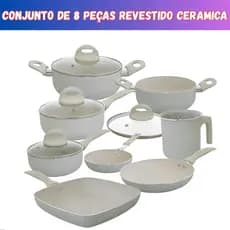 Jogo de Panelas 8 Peças Antiaderente Premium Revestimento Cerâmico Não Gruda Cozinha Completa