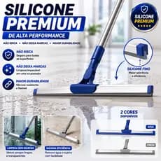 Rodo Silicone 50cm Cabo Telescopico 1,40m Piso Vidro Box Nao Risca Seca Facil