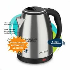 Chaleira Elétrica Inox 1.8L - Desligamento Automático - Ferve Rápido Água P/ Café Chá!