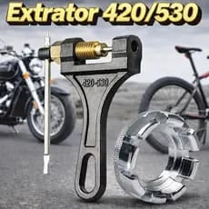 Chave Extrator De Corrente Moto Pino Tamanho 420/530 + Chave De Raio Aro Para Bike Com 8 Medidas