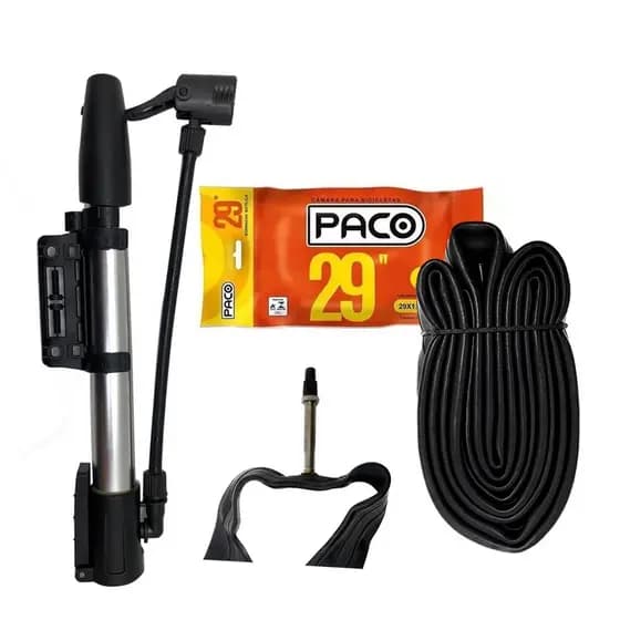Bomba De Alumínio Inflar Encher Pneu Bike Park Encher Bola Pneu Oficina + Câmara De Ar Bike Bicicleta Aro 29x1.95/2.125 Válvula 48mm Mtb