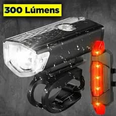 Farol Bike Luz Led Usb Recarregável Ciclismo 300 Lumens + Sinalizador Traseira Recarregável