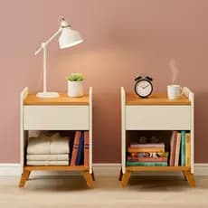 Kit 2 Mesas de Cabeceira Para Quarto Com Gaveta Decoração Pés Nicho dormitório
