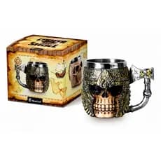 Caneca Cerveja Chopp Resina 450 ml Caveira Viking Brasfoot