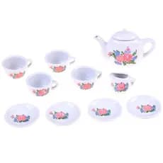 Kit Festa Do Chá Da Tarde Porcelana Infantil 11 Pçs Brinquedo Tea Set