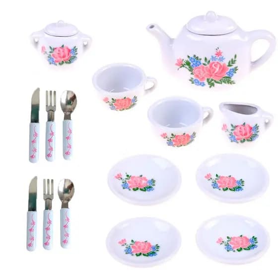 Kit Festa Do Chá Da Tarde Porcelana Infantil 17 Pçs Tea Set