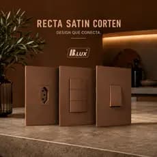 Interruptor Tomada Marrom Parede BLUX Recta Satin Corten Fosco 4x2 Design Elegante Bronze Acabamento Premium Moderno