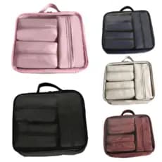 Kit Maleta Organizador de Mala Viagem Transparente + 3 Necessaires Lindas para Presente