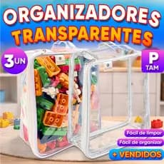 Kit 3 Organizador Brinquedos Zíper Empilhável Bloco Montar Utilidades Organização Criança - TAM P