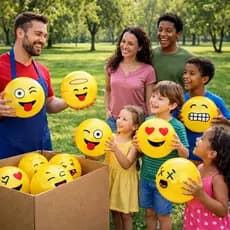 2 Bolas de Vinil Emoji Piscina Decoração, Festas, No Atacado