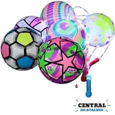 Kit 10 Bolas de Vinil com Led Colorida Bola Vinil com Bastão Led Bola Infantil