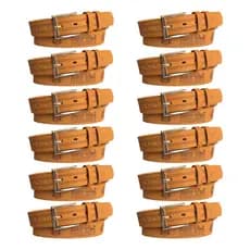 Kit 12 Cintos Marrom Masculino Couro Sintético