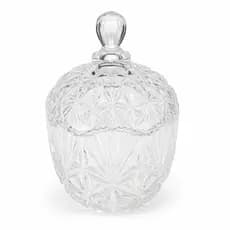 Kit 10 potes de Vidro Decorativos com Tampa Lapidada – Bomboniere Transparente Ideal para Festas, Eventos e Presentes Es