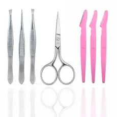 Kit Profissional para Sobrancelhas Tesoura Pinça Navalha